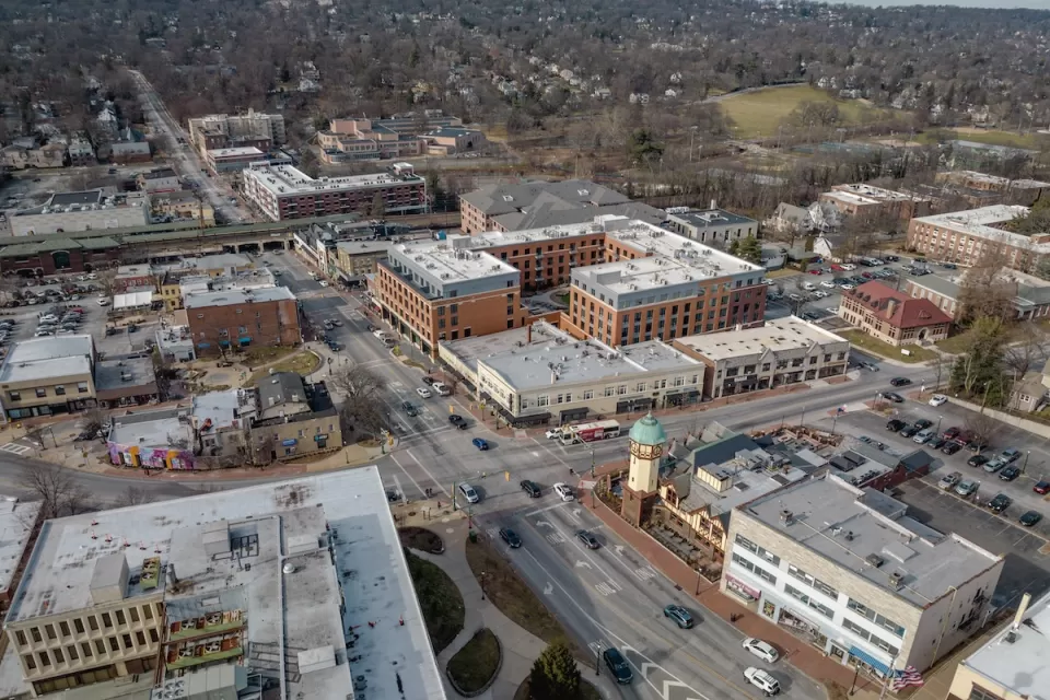Aerial view of South Orange, New Jersey.